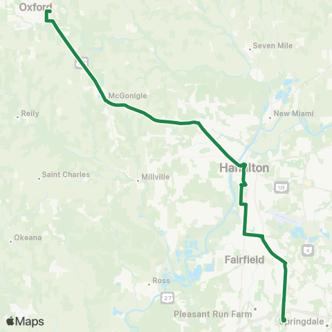 BCRTA R3 - Oxford-Forest Park Connector map