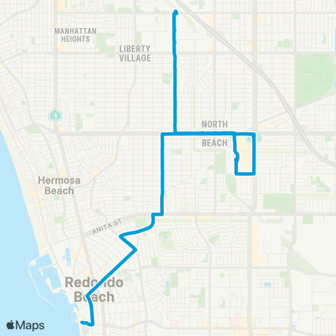 Beach Cities Transit Redondo Beach - North Redondo Green Line map