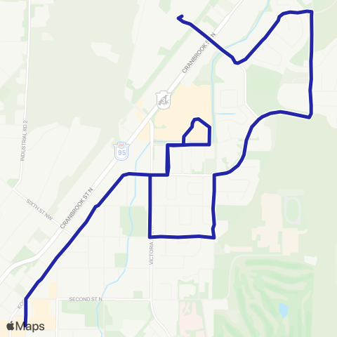 BC Transit East Kootenay Tamarack map