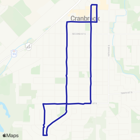 BC Transit East Kootenay 7th - 11th Avenue map