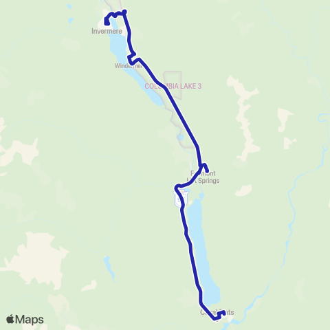 BC Transit East Kootenay South Connector map