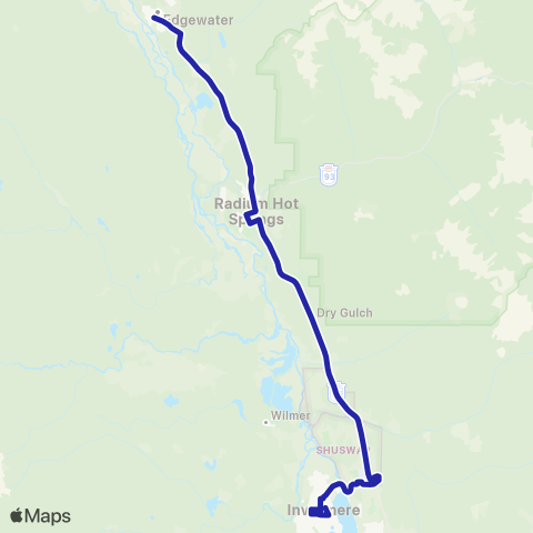 BC Transit East Kootenay North Connector map