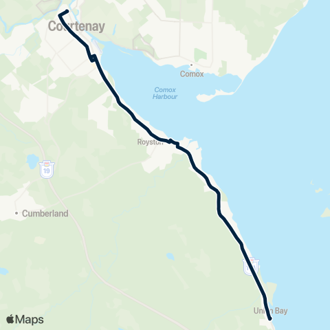 BC Transit Comox Valley Union Bay Shuttle map