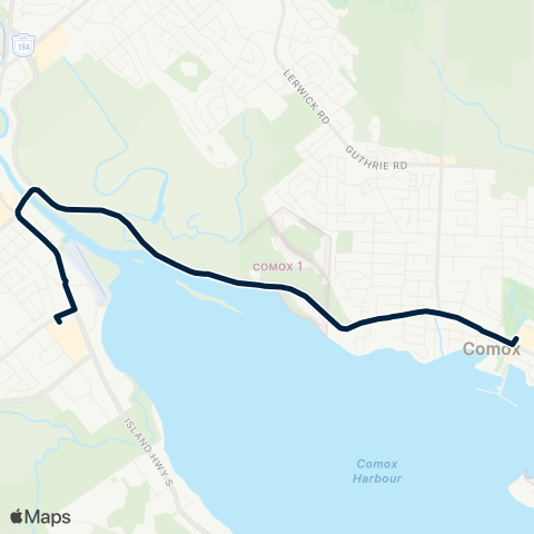 BC Transit Comox Valley Driftwood Mall / Comox Mall via Comox Rd map