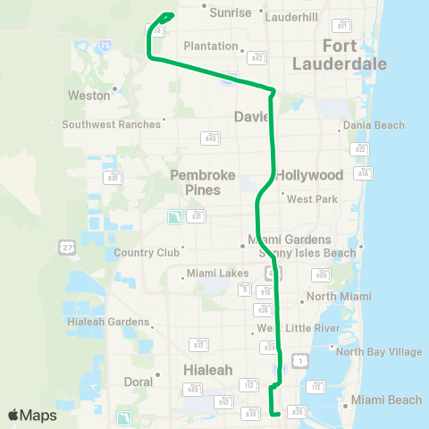 Broward County Transit Sunrise/Civic Center 595 Express map