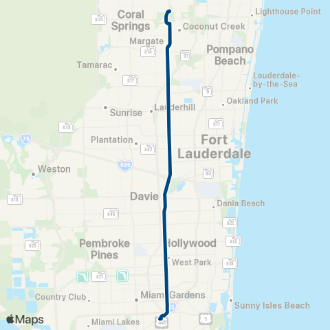 Broward County Transit US441 Breeze map