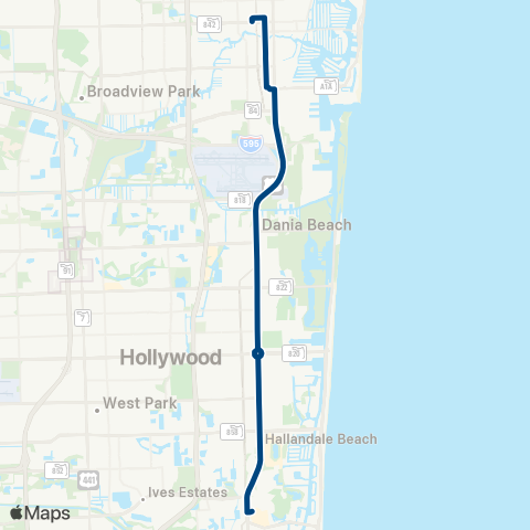 Broward County Transit US1 Breeze map