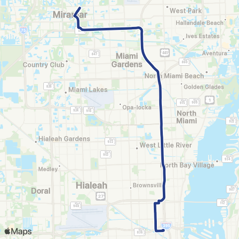 Broward County Transit Pembroke Pines 95 Express map