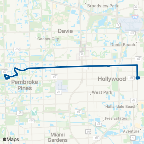 Broward County Transit Taft Street Local map