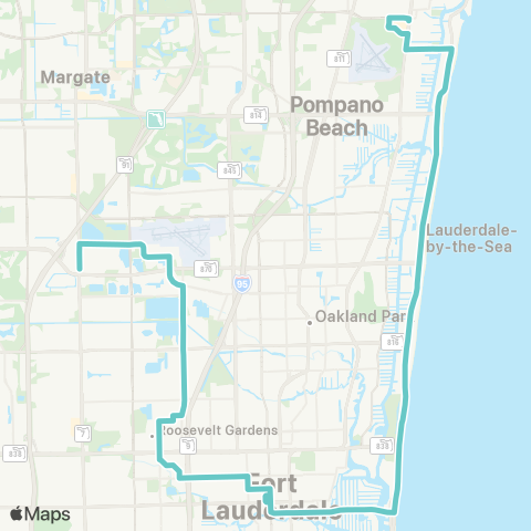 Broward County Transit US 441 / Prospect R - Brow Term - US 1 / Copans R map