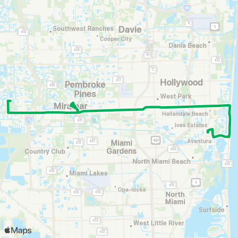 Broward County Transit Hallandale Blv / Miramar Pky Local map