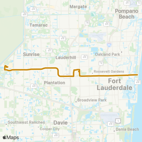 Broward County Transit A1A - Sawgrass Mills Mall map