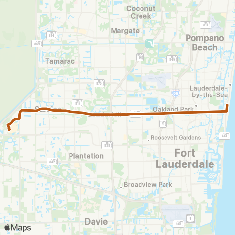 Broward County Transit Oakland Park Blvd Local map