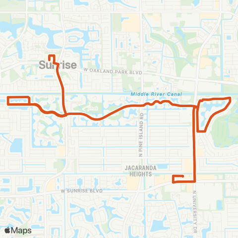 Broward County Transit Welleby Plz-109 A-sunrise Lks-jacaranda Plz map