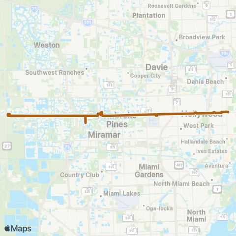 Broward County Transit Hollywood Blv / Pines Blv Local map