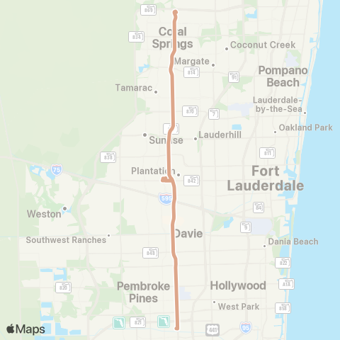 Broward County Transit University Dr Local map