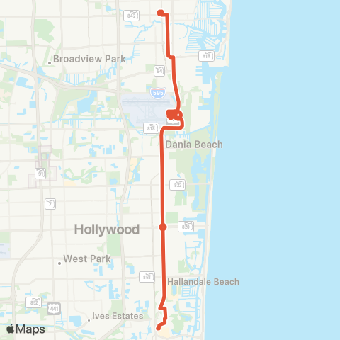 Broward County Transit US 1 Local map