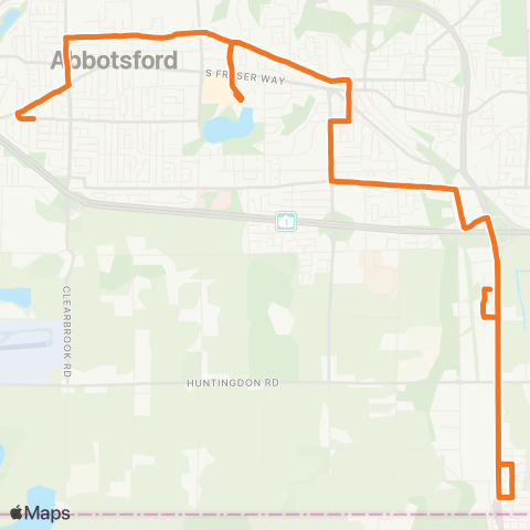 BC Transit Fraser Valley Region Clearbrook / Huntingdon map