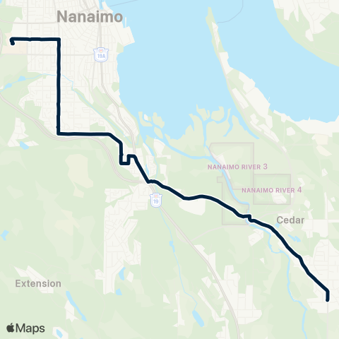 BC Transit Nanaimo Cedar to VIU map