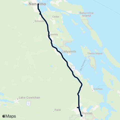 BC Transit Nanaimo Ncx Nanaimo - Cowichan Express map