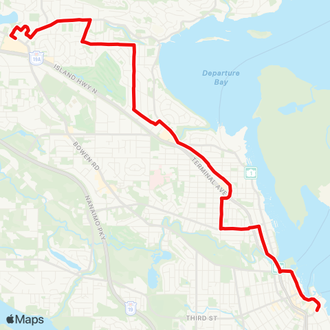 BC Transit Nanaimo Downtown / Country Club map