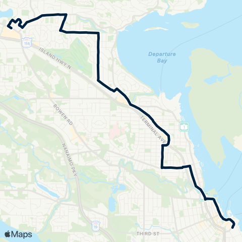 BC Transit Nanaimo Downtown / Country Club map