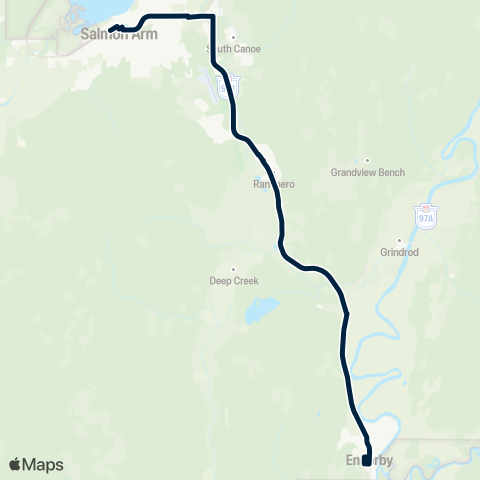 BC Transit North Okanagan Salmon Arm-Enderby map