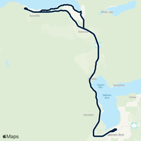 BC Transit North Okanagan Salmon Arm-Sorrento map