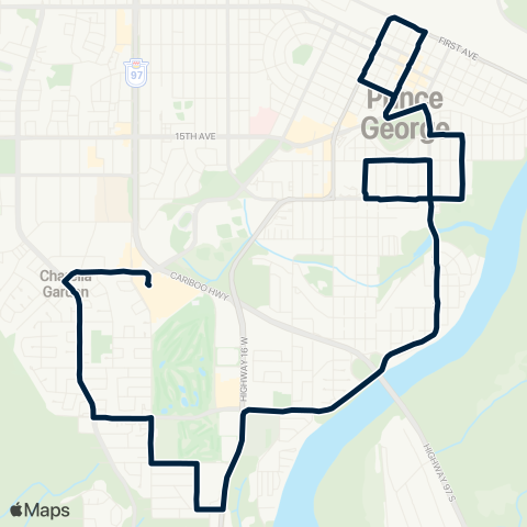 BC Transit Prince George Reverse Queensway map