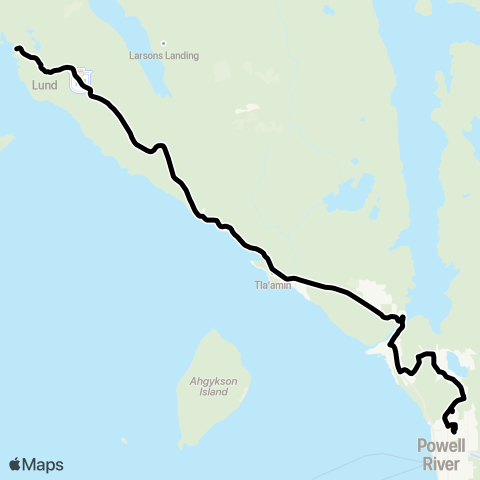 BC Transit Powell River Lund map