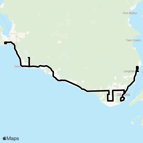 BC Transit Sunshine Coast Sechelt-Gibsons / Langdale Ferry map