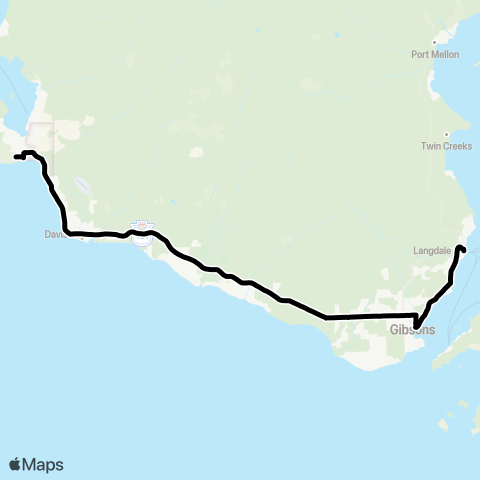 BC Transit Sunshine Coast Sechelt-Gibsons / Langdale Ferry Express map