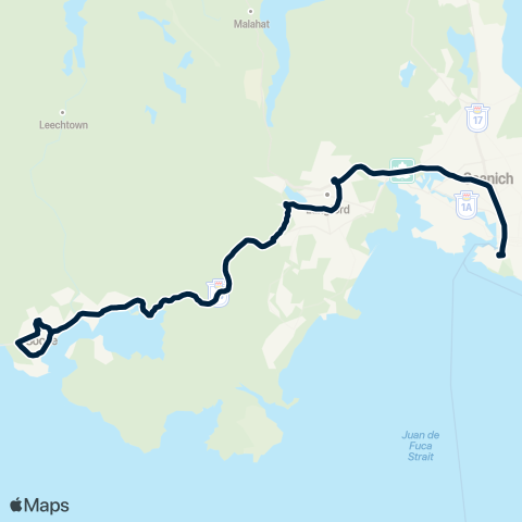 BC Transit Victoria Sooke / Downtown via Westhills map