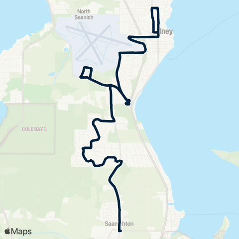 BC Transit Victoria Saanichton / Sidney via Dean Park map