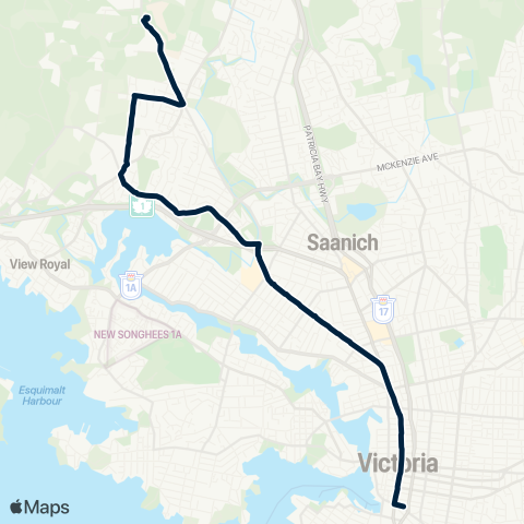 BC Transit Victoria Interurban Night Route map