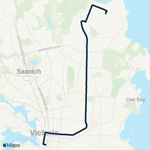 BC Transit Victoria Majestic / Downtown map