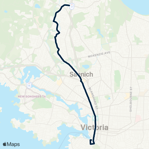 BC Transit Victoria Royal Oak Exch / Downtown map