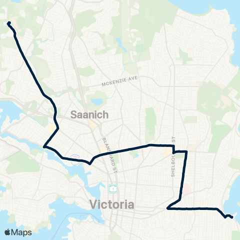 BC Transit Victoria Interurban / Tillicum Centre / Oak Bay map