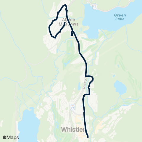 BC Transit Whistler Alpine / Village via Spruce Grove map