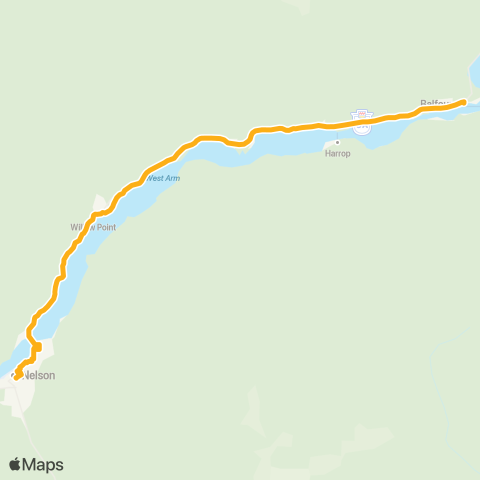 BC Transit West Kootenay North Shore map