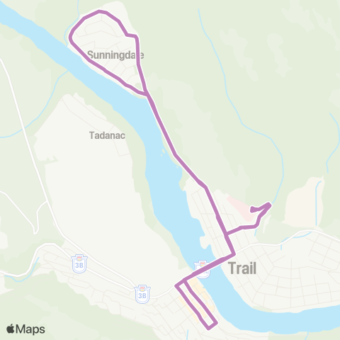 BC Transit West Kootenay Sunningdale map