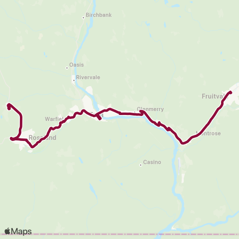 BC Transit West Kootenay Red Mountain Ski Bus map