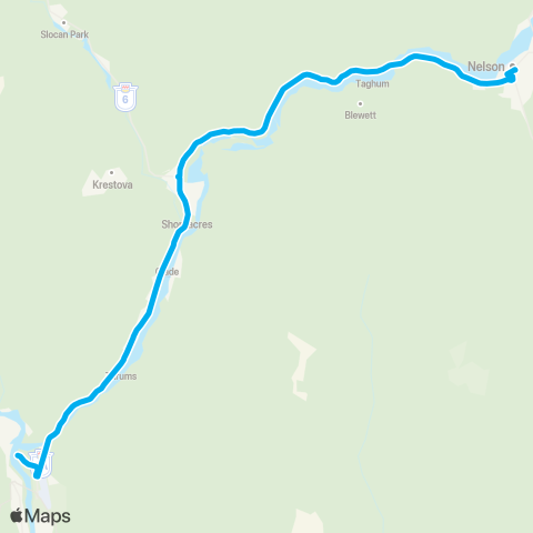 BC Transit West Kootenay Kootenay Connector map