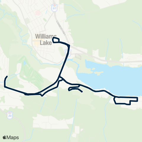 BC Transit Williams Lake South Lakeside map