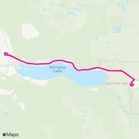 BC Transit Williams Lake Sugar Cane map