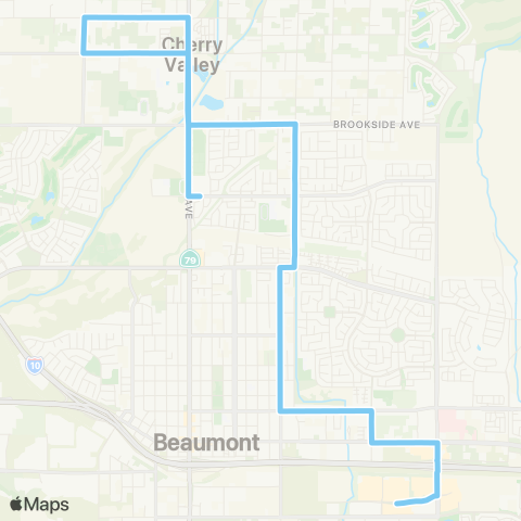 Beaumont Transit Route 3 / 4 map