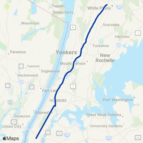 Bee-Line Westchester - Manhattan map