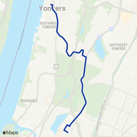 Bee-Line The Bronx-Yonkers map