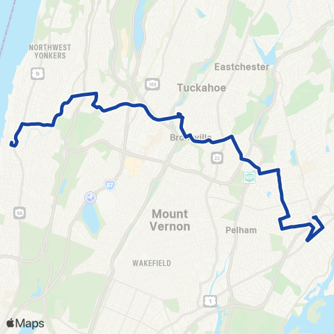 Bee-Line Yonkers-Bronxville-New Rochelle map