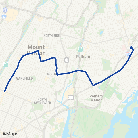 Bee-Line Bronx-Mt Vernon-New Rochelle map